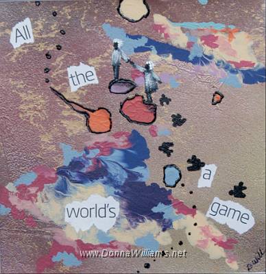 All The World's A Game.jpg - Mixed media on vinyl. Size : Approx. 30 x 30 cm.   Contact curator  